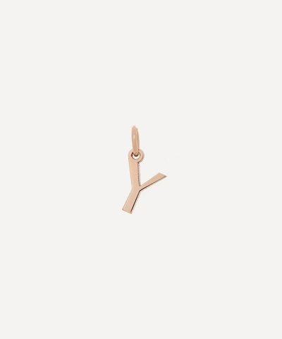 Liberty London 9ct Gold Letter Y Alphabet Pendant In Rose Gold