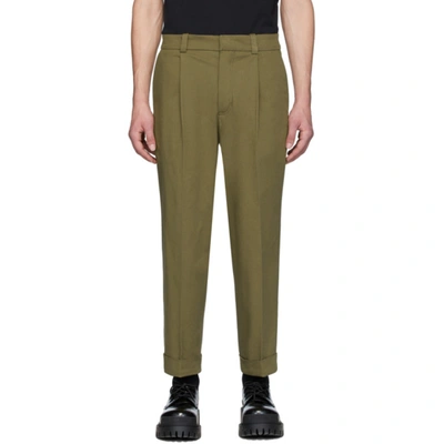 Acne Studios Pierre Structured Cropped Trousers In Olive Green