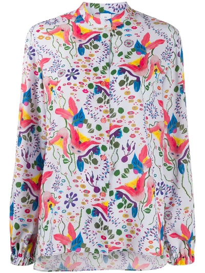 Ps By Paul Smith Earthling Floral Shirt In White