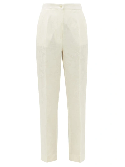 Etro Bristol Floral-jacquard Trousers In White