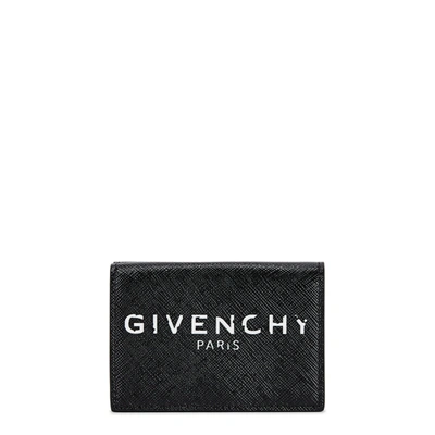 Givenchy Black Logo-print Leather Wallet In Black And White