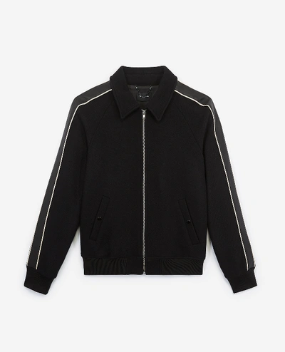 The Kooples Orione Leather Trimmed Wool-blend Bomber Jacket In Black