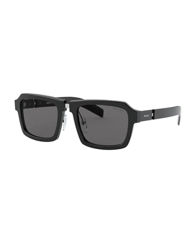 Prada Men's Frankenstein Square Sunglasses, 53mm In Black/gray