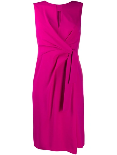 Paule Ka Tie Detail Crepe Satin Dress In Pink