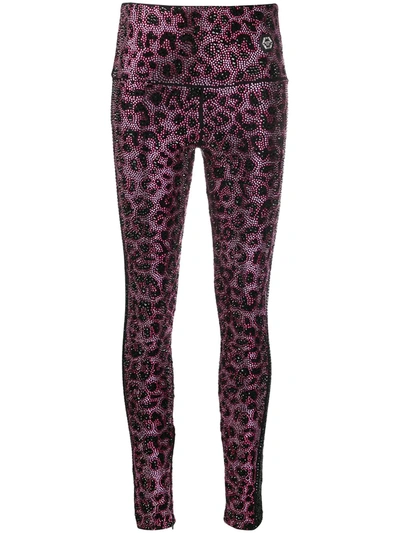 Philipp Plein Pink Paradise Crystal-embellished Leggings In Black