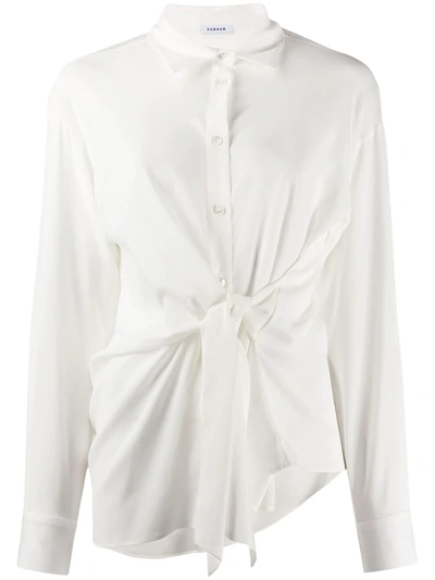 P.a.r.o.s.h. Pointed Collar Tie-waist Shirt In White