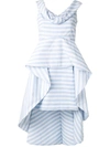 Leal Daccarett Anetta Striped Structured Peplum Dress In Blue