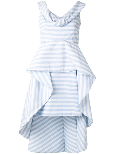 Leal Daccarett Anetta Striped Structured Peplum Dress In Blue
