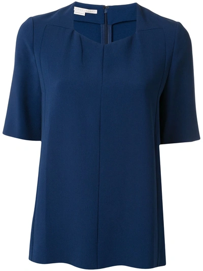 Stella Mccartney V-neck Short-sleeved Blouse In Blue