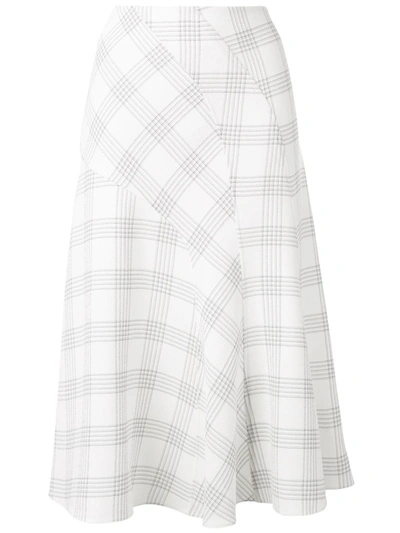 Cedric Charlier Checked Wool-blend Crepe Skirt In White