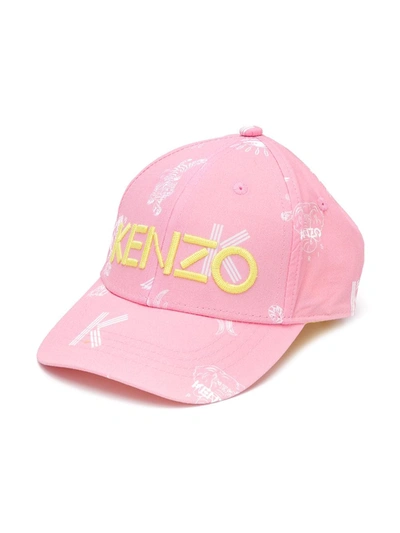 Kenzo Kids' Embroidered Logo Cap In Pink