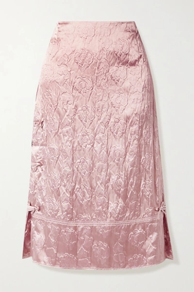 Acne Studios Flower-embossed Satin Skirt Old Pink In Blush