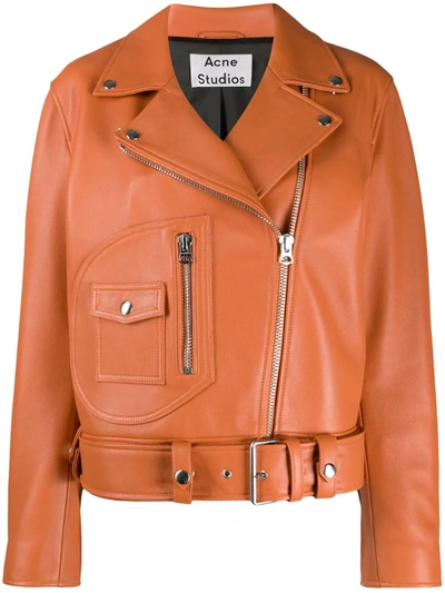 Acne Studios New Merlyn Biker Jacket In Orange