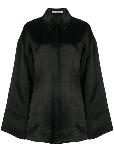 Acne Studios Oversized Satin Shirt Black