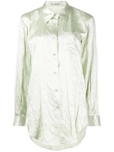 Acne Studios Floral-embossed Satin Blouse Pastel Green