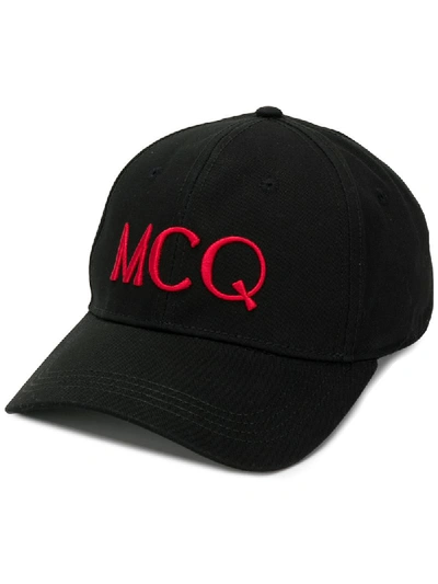 Mcq By Alexander Mcqueen Mcq Alexander Mcqueen Black Cotton Logo Baseball Cap In 1008 Black-red