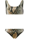 Msgm Snakeskin-print Bikini In Grey