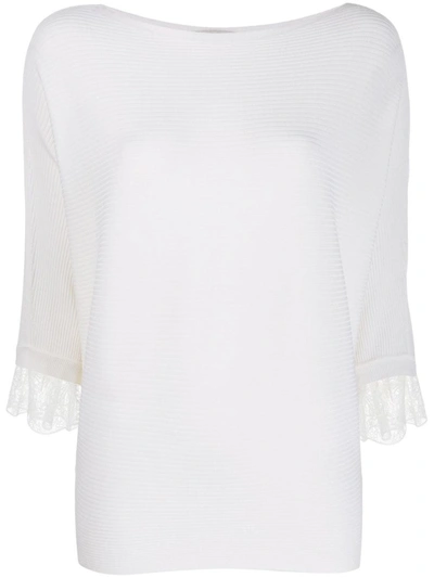 Chloé Lace Batwing Sleeve Top In White