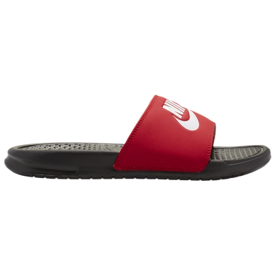 Nike Men's Benassi Jdi Slide Sandals From Finish Line In Black/university Red/white
