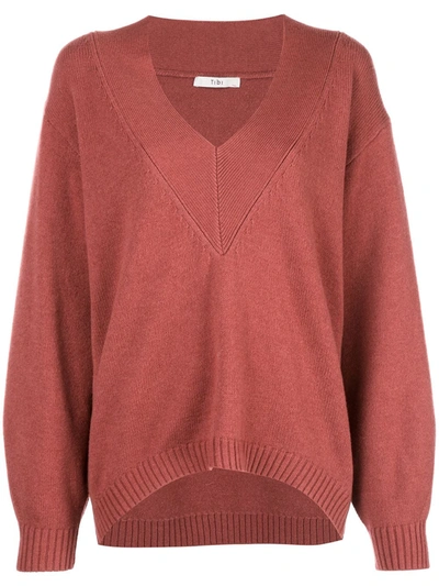 Tibi V-neck Jumper In Red
