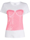 P.a.r.o.s.h Sequinned-corset Cotton T-shirt In White