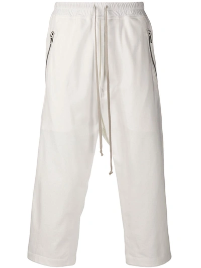 Rick Owens Cropped Track Trousers In White