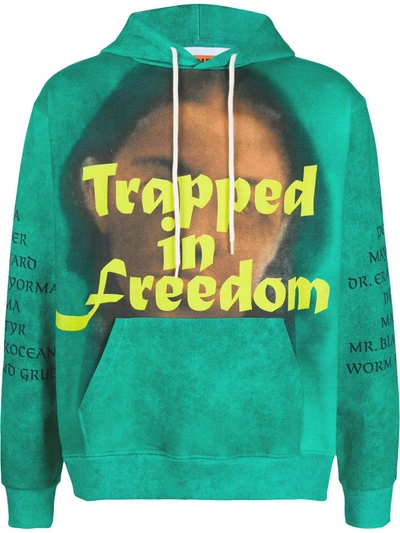 Vyner Articles Slogan Graphic Print Hoodie In Green