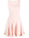 Alexander Mcqueen Abstract Pattern Ruffled Mini Dress In Pink