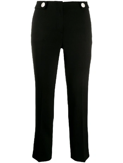Prada Button Details Slim-fit Trousers In 黑色