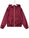Herno Kids' Monogram Print Hooded Jacket In Red