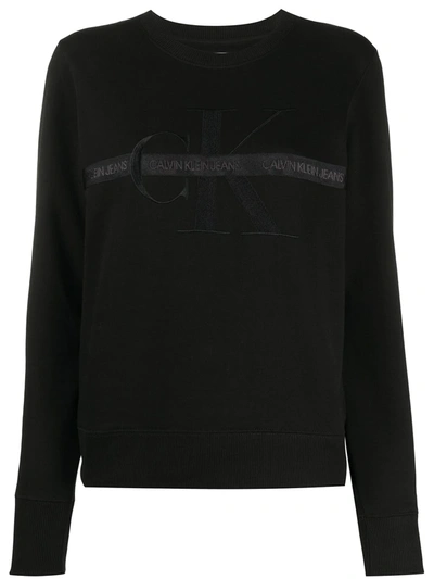 Calvin Klein Jeans Est.1978 Logo Tape Crew-neck Sweatshirt In Black