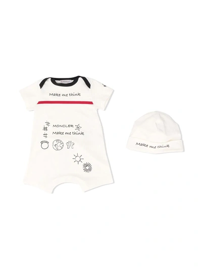 Moncler Make Me Think Babygrow Set In White