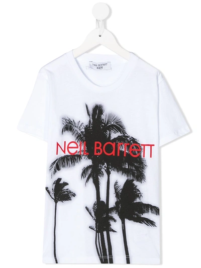 Neil Barrett Kids' Palm Tree Print T-shirt In White
