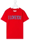 Alberta Ferretti Kids' I Love You T-shirt In Rosso