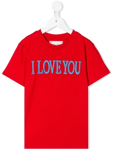 Alberta Ferretti Kids' I Love You T-shirt In Rosso