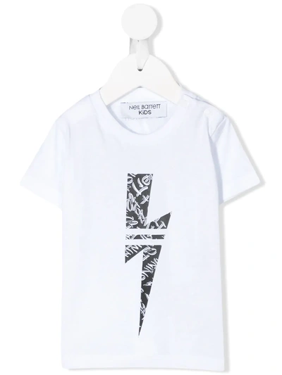 Neil Barrett Babies' Lightning Bolt Print T-shirt In White