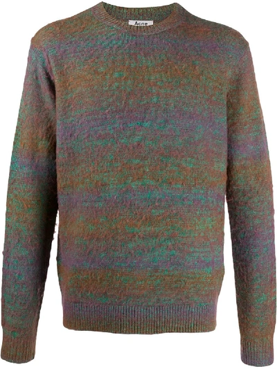 Acne Studios Space-dyed Striped Brushed Knitted Jumper In Purple
