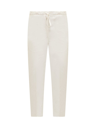 Jil Sander Cropped Drawstring Trousers In White