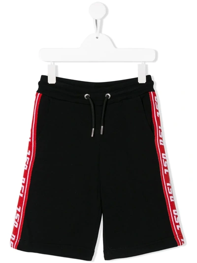 Diesel Kids' Phitoshi Logo Band Track Shorts In Black