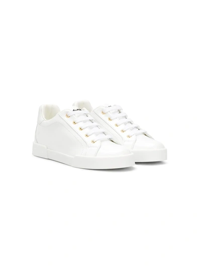 Dolce & Gabbana Kids' Portofino Patent Leather Trainers In White