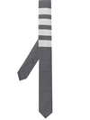 Thom Browne Plain Wool Weave Engineered 4 Bar Tie In Grey