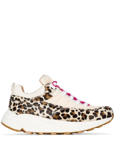 Diemme Multicoloured Montegrappa Leopard Print Trainers In Neutrals