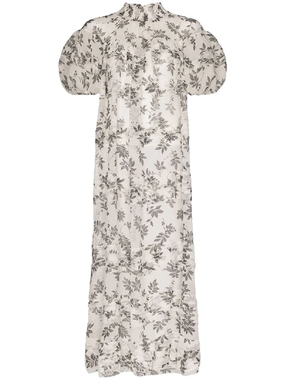 Lee Mathews Lucy Floral Print Dress In White