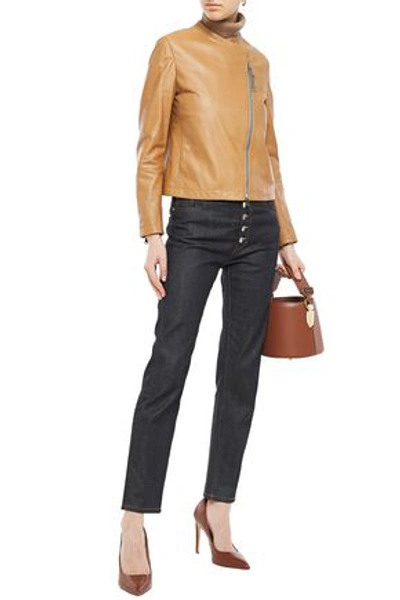 Brunello Cucinelli Bead-embellished Leather Jacket In Light Brown