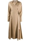 Brunello Cucinelli Bead-embellished Cotton-poplin Wrap Shirt Dress In Tan