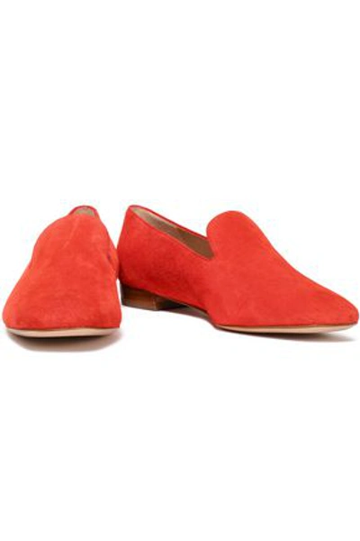 Stuart Weitzman Suede Loafers In Tomato Red