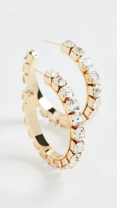 Area Medium Classic Round Hoops In Gold Brass/crystal