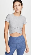 Beyond Yoga Under Over Lightweight Cropped Tee In Silver