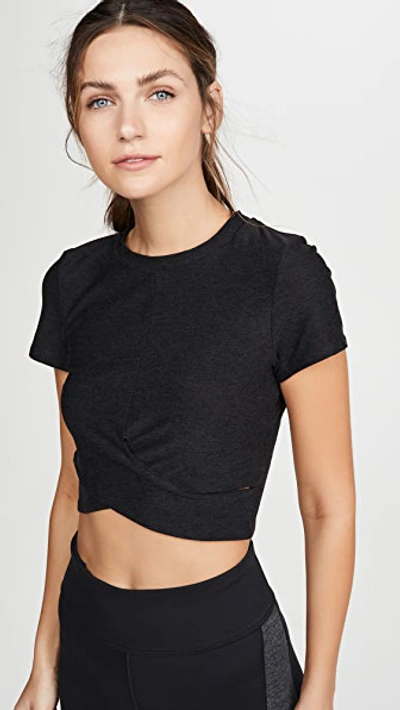 Beyond Yoga Under Over Lightweight Cropped Tee In Darkest Night