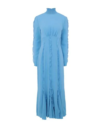 long sleeve blue midi dress